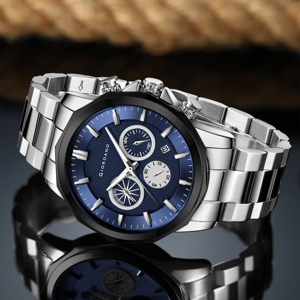 Giordano Multi-Function Analog Watch For Men With Textured Dial, Classic Stainless Steel Strap And Date Function : GZ-50036-11