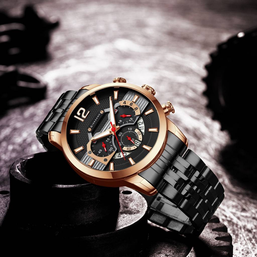 Giordano Analog Wrist Watch For Men Stylish Metal Strap With Water Resistant Multifuntion Mechanism Watch Gz-50032 : GZ-50032-33