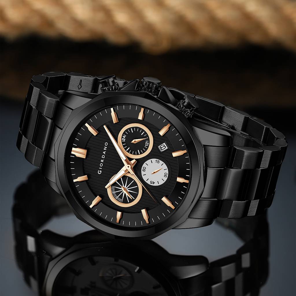 Giordano Multi-Function Analog Watch For Men With Textured Dial, Classic Stainless Steel Strap And Date Function : GZ-50036-22