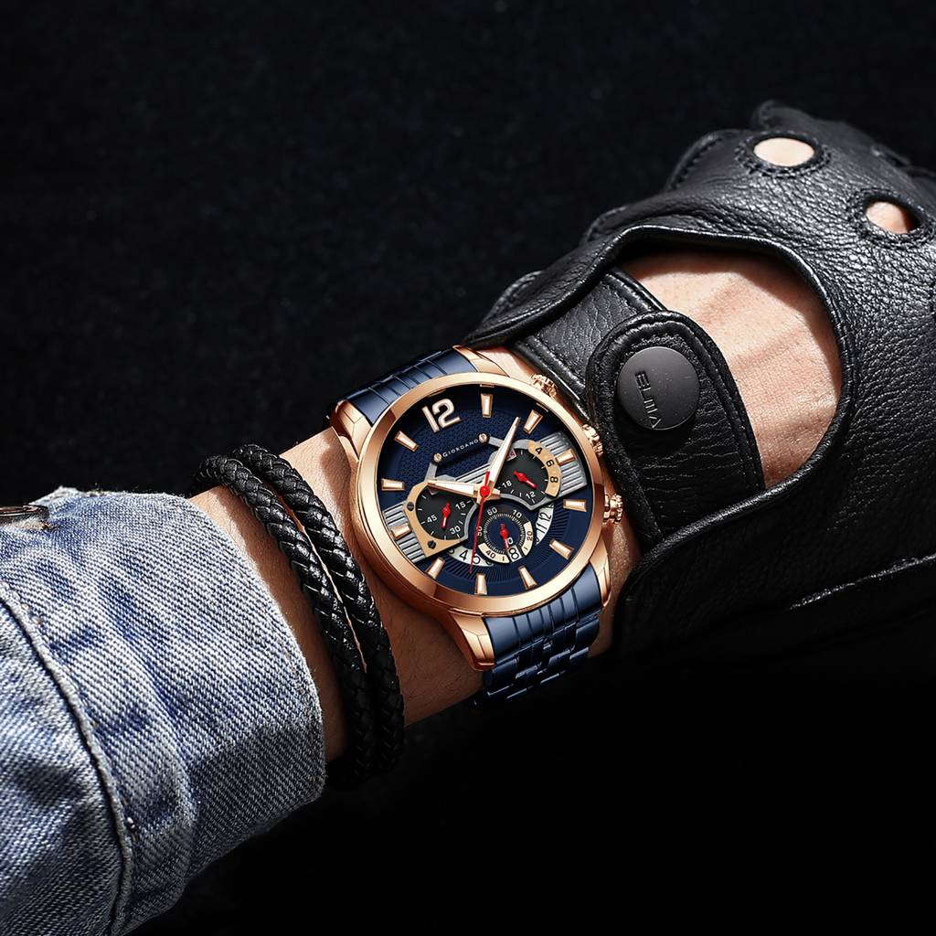 Giordano Analog Wrist Watch For Men Stylish Metal Strap With Water Resistant Multifuntion Mechanism Watch Gz-50032 : GZ-50032-44
