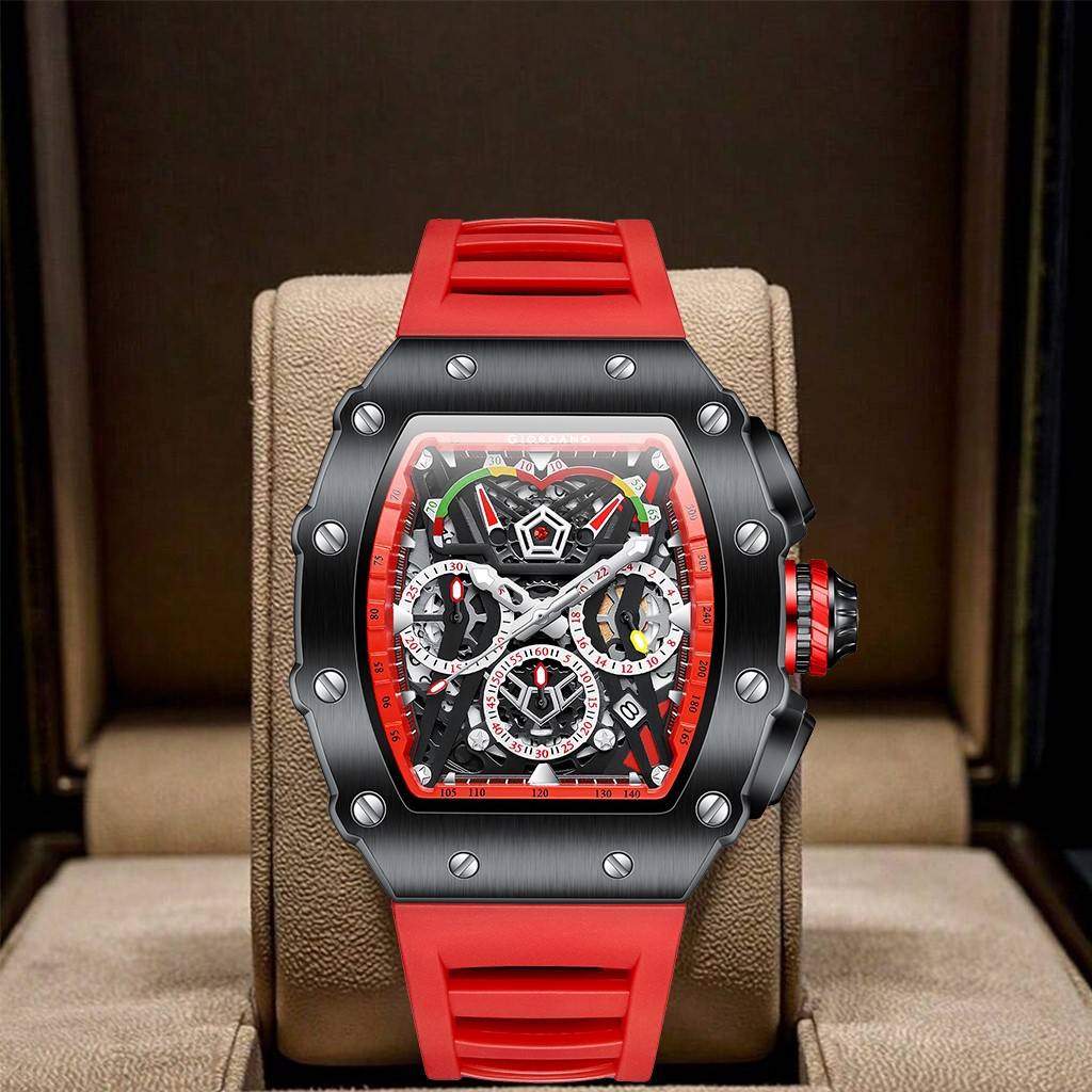 Giordano Multifunction Watch For Men With Day, Date, And 24-Hour Sub-Dial, Water Resistant Square Dial Unique De : GZ-50120-04