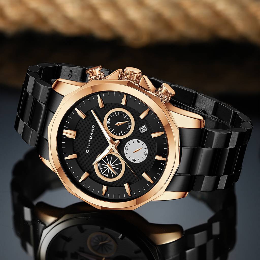 Giordano Multi-Function Analog Watch For Men With Textured Dial, Classic Stainless Steel Strap And Date Function : GZ-50036-33