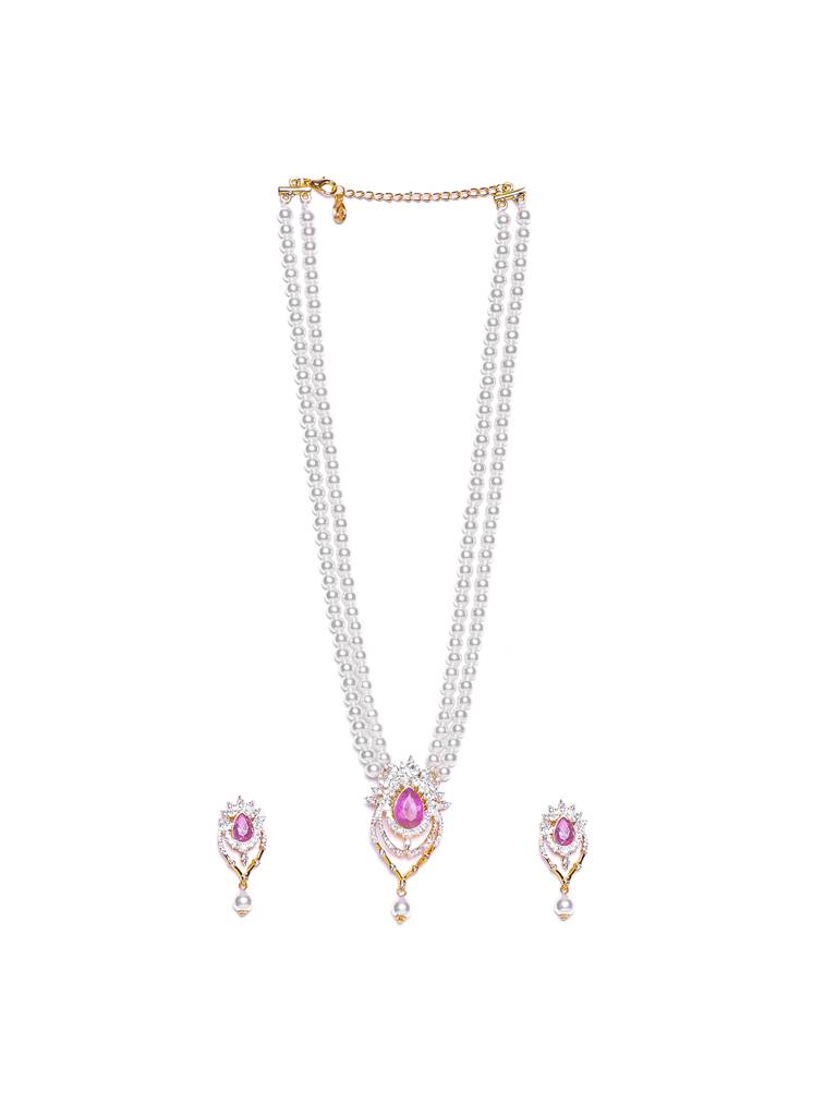 Estele Gold & Rhodium Plated Versatiloe Pearl Jewellery Set For Women : 9056NKER