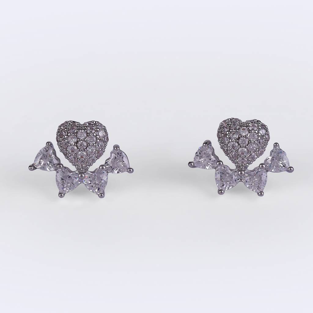 Modish Heart Shape Silver Plated Stud Earring For Women : 90SE36