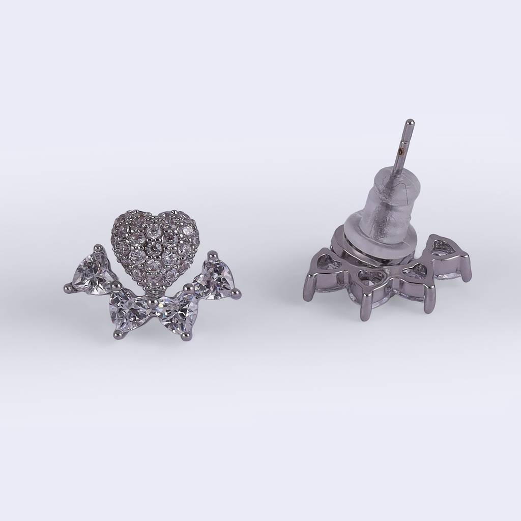 Modish Heart Shape Silver Plated Stud Earring For Women : 90SE36