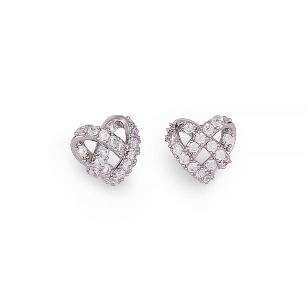 Modern Heart Shape Silver Plated Stud Earring For Women : 90SE62