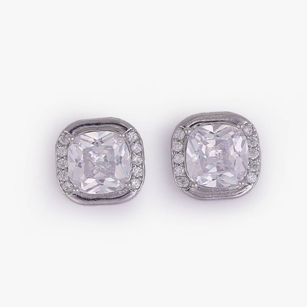 Excellent Center Studded Cz Silver And Gold Plated Combo Set Of 2 Stud Earring For Women : 78SE06_90SE63