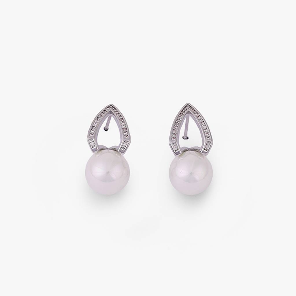 Fancy Oval Shape Studded Cz Silver Plated Combo Set Of 2 Stud Earring For Women : 90SE67_90SE35