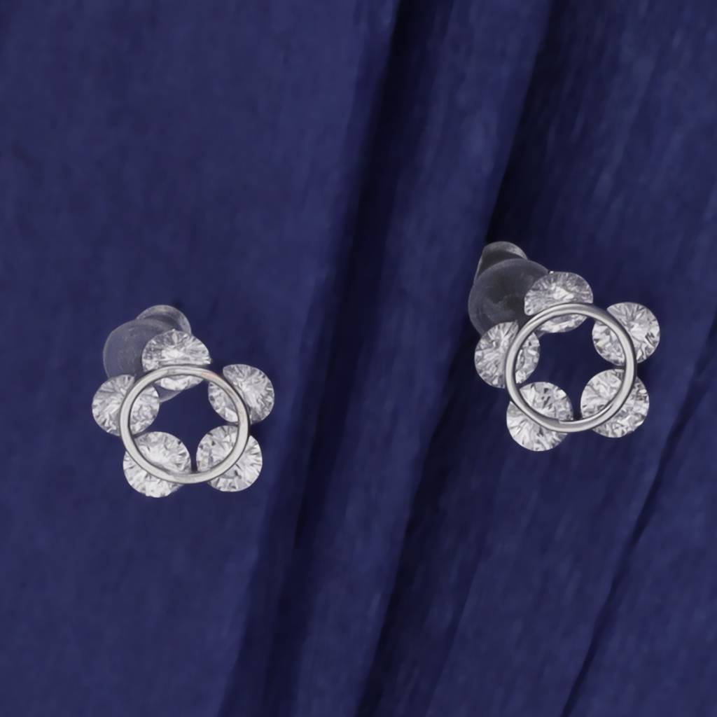 Desirable Round Shape Silver Plated Combo Set Of 2 Stud Earring For Women : 90SE89_90SE72