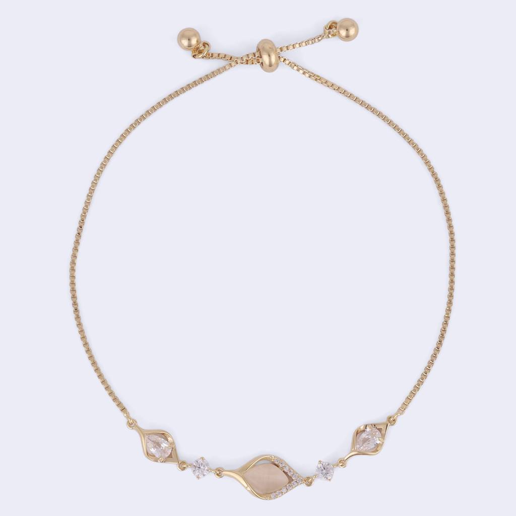 Stylish Unique Design Gold Plated Free Size Charm Bracelet For Women : 91BT01