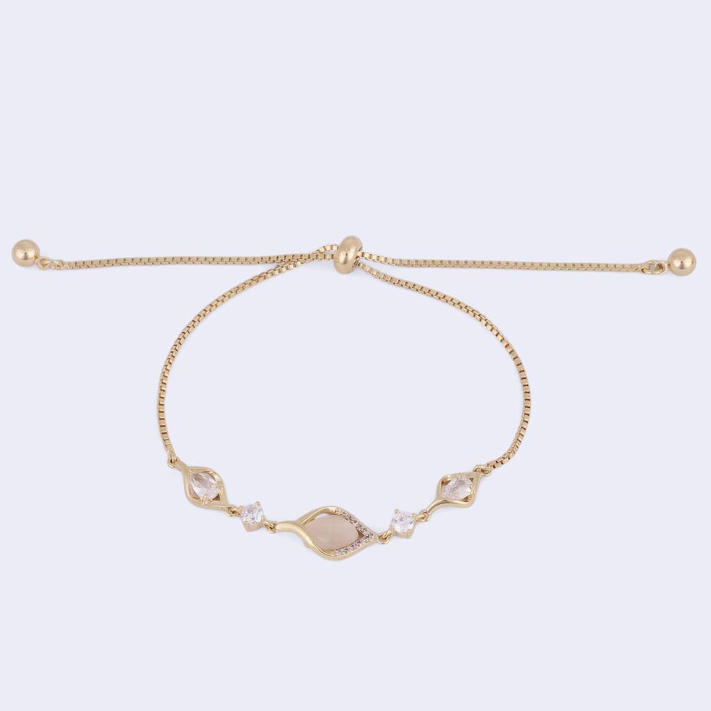 Stylish Unique Design Gold Plated Free Size Charm Bracelet For Women : 91BT01