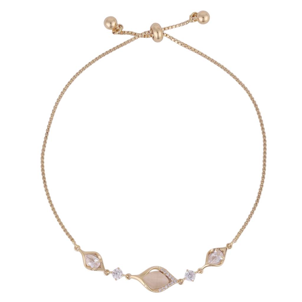 Stylish Unique Design Gold Plated Free Size Charm Bracelet For Women : 91BT01