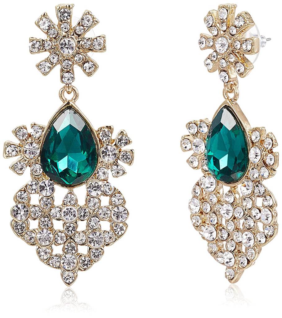 Estele Gold & Rhodium Plated Emerald And Diamond Heavy Choker Necklace Set For Women : 9679-IGNKER