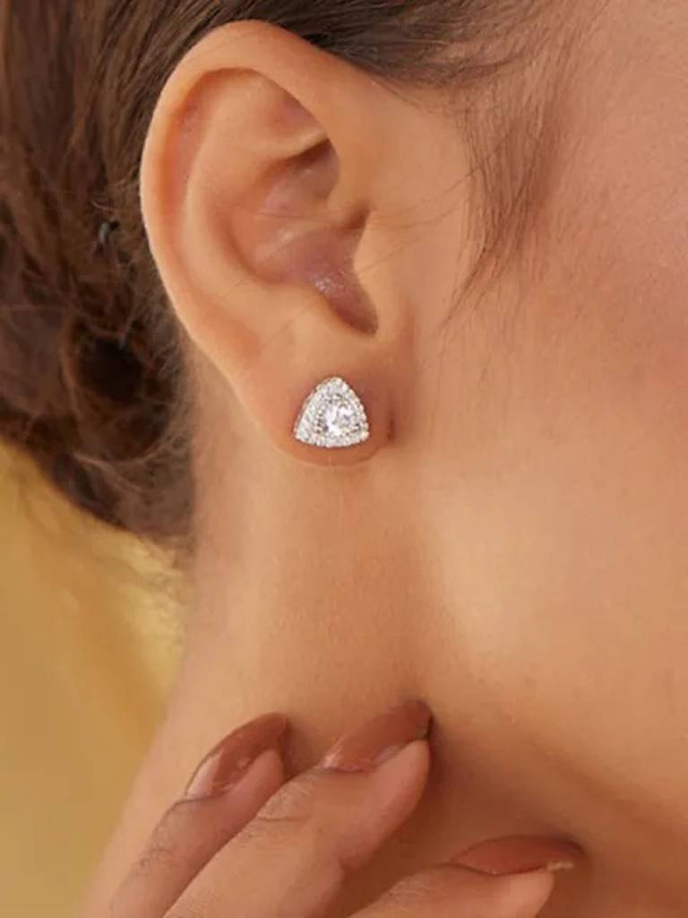 925 Pure Silver Triangle Shape Classy Studs | Teardrop Triangle Studs Earring : TWP1036