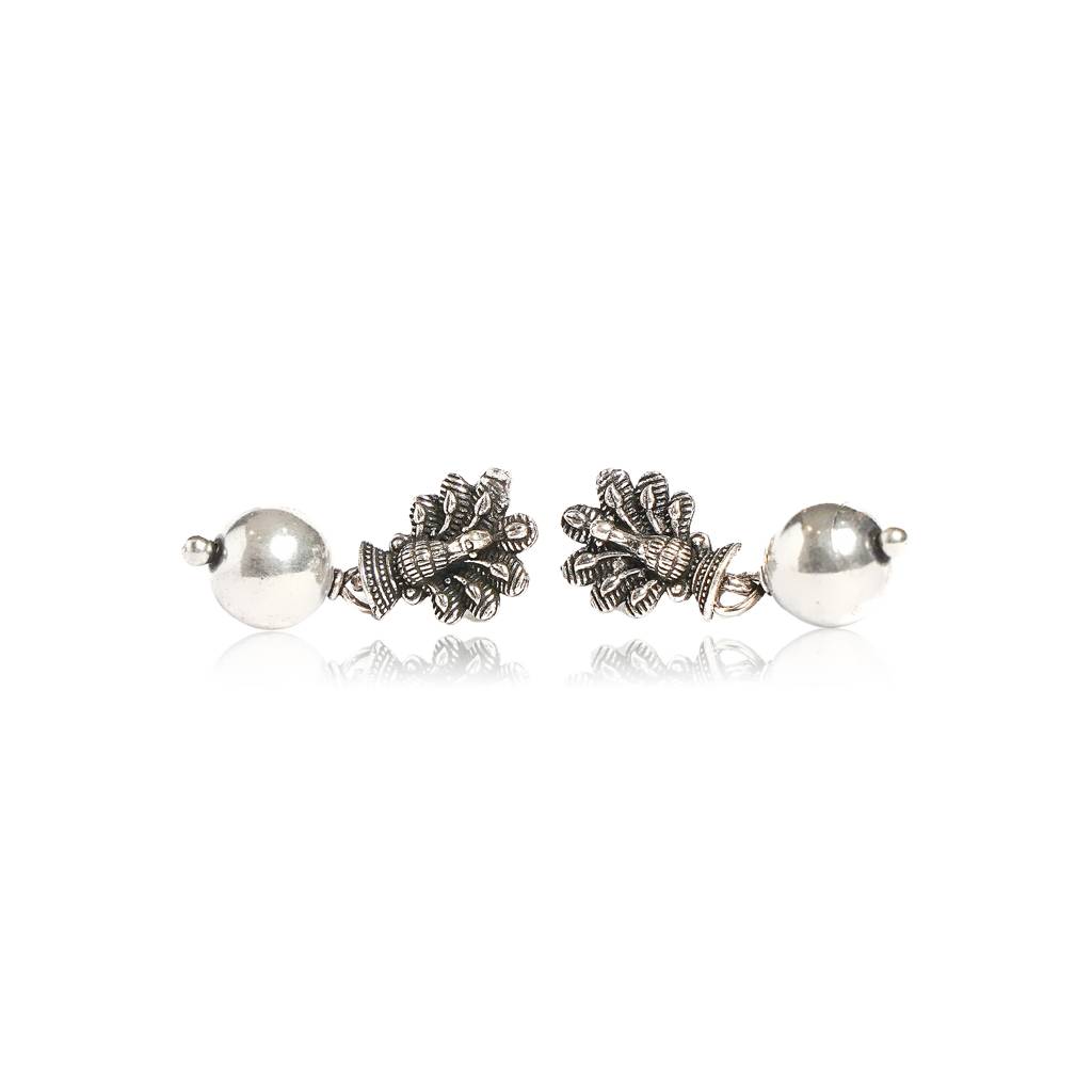 925 Pure Antique Silver Traditional Small Floral Studs | : TWP1063