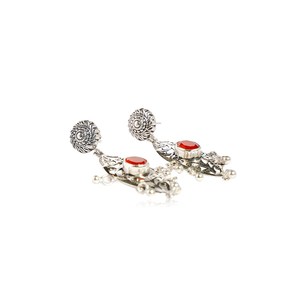 925 Pure Antique Silver Colored Stone Drop Earrings | Drop Studded Earrings : TWP1066