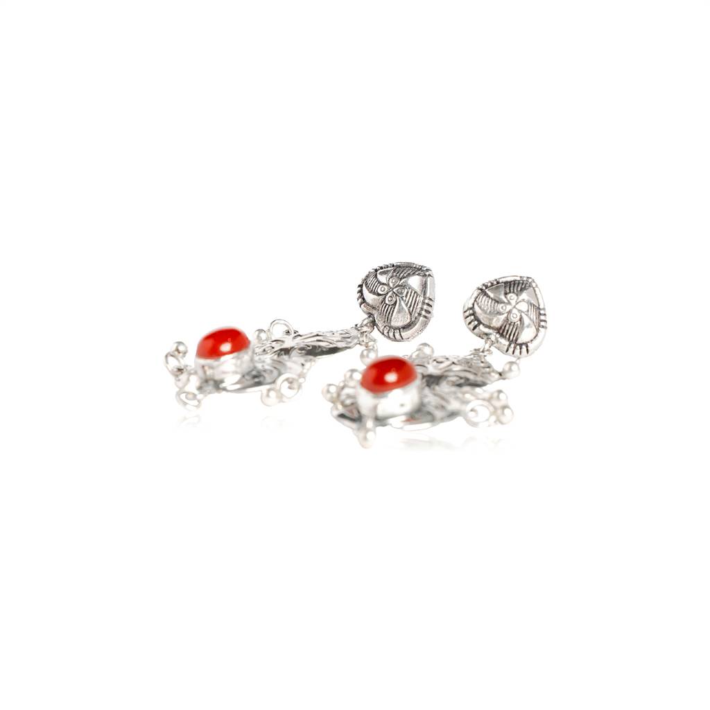 925 Pure Antique Silver Ethnic Colored Stone Danglers Earrings | : TWP1071