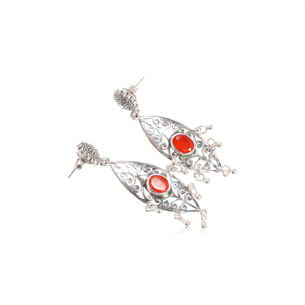 925 Pure Antique Silver Colored Stone Drop Earrings | Drop Studded Earrings : TWP1066