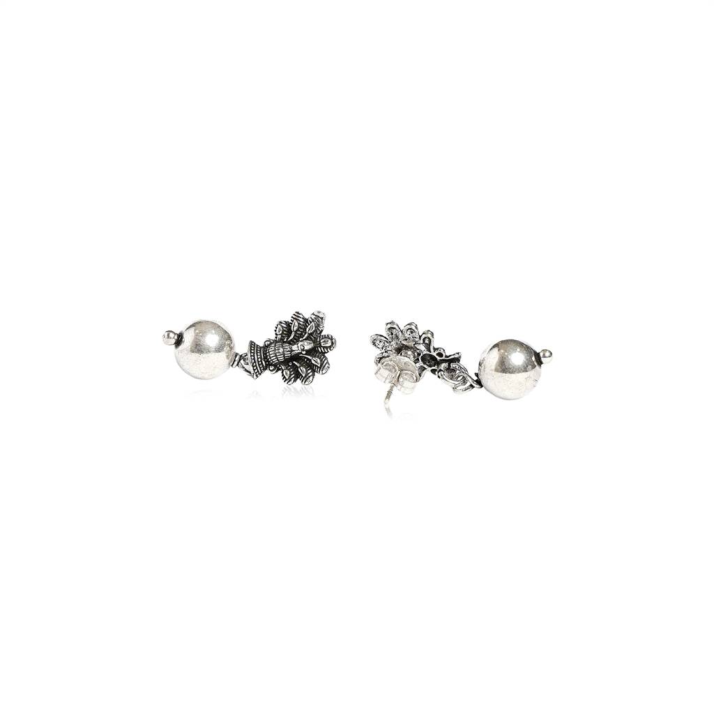 925 Pure Antique Silver Traditional Small Floral Studs | : TWP1063