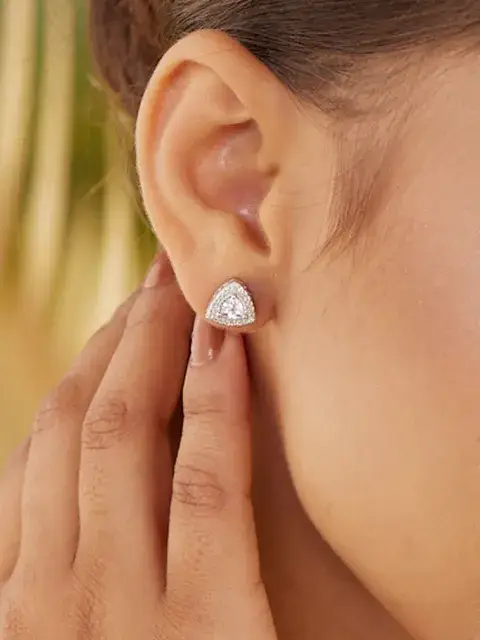 925 Pure Silver Triangle Shape Classy Studs | Teardrop Triangle Studs Earring : TWP1036