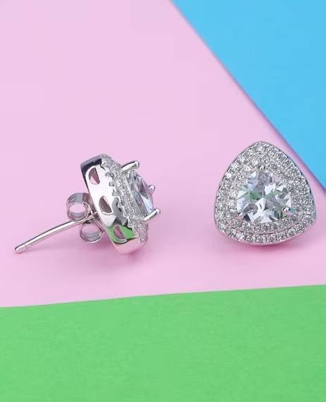 925 Pure Silver Triangle Shape Classy Studs | Teardrop Triangle Studs Earring : TWP1036