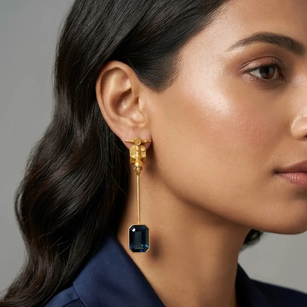 Scooter Gemstone Tassel Gold Earrings : EAR0097