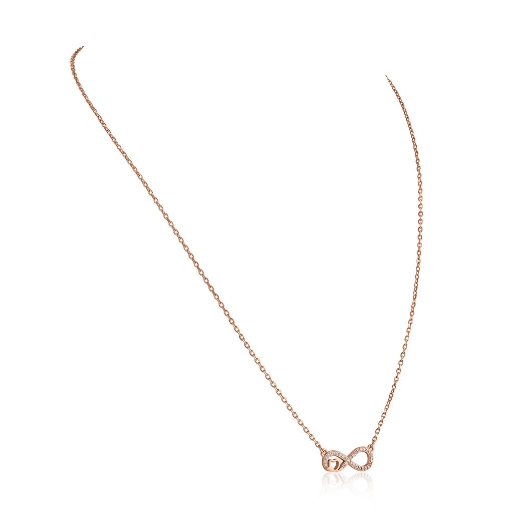 925 Sterling Silver Rose Gold Infinity & Heart Pendant Necklace With Cubic Zirconia : RJSPPN39