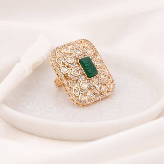 Ritvi Green Polki Ring : PA-43L