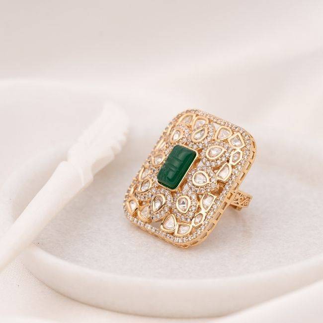 Ritvi Green Polki Ring : PA-43L