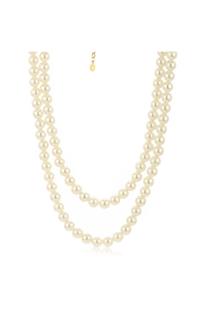 Estele Gold Plated Fascinating Two Line Pearl Necklace For Women : 9630-NKNK