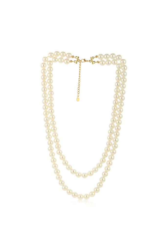 Estele Gold Plated Fascinating Two Line Pearl Necklace For Women : 9630-NKNK