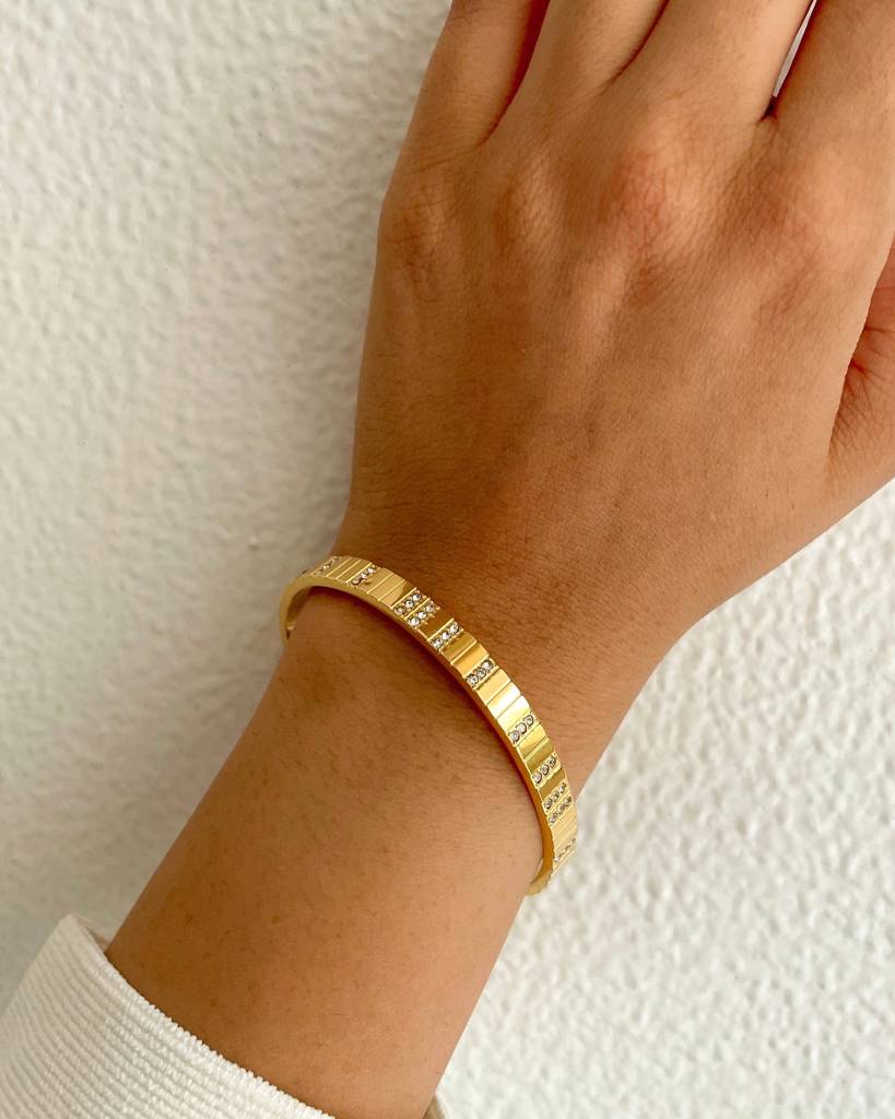 18K Gold Plated Tessa Cuff Bracelet Gold Stainless Steel