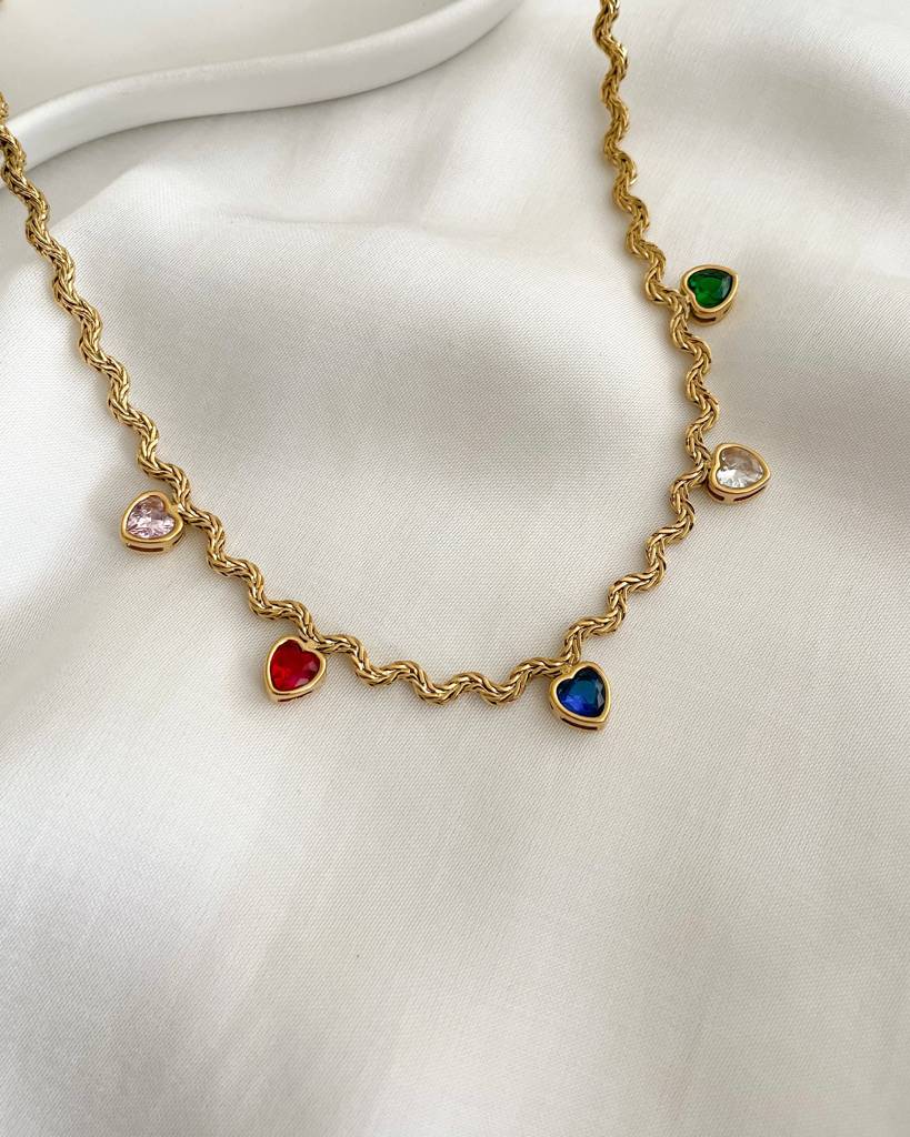18K Gold Plated Heart Charm Necklace, Rio : N75