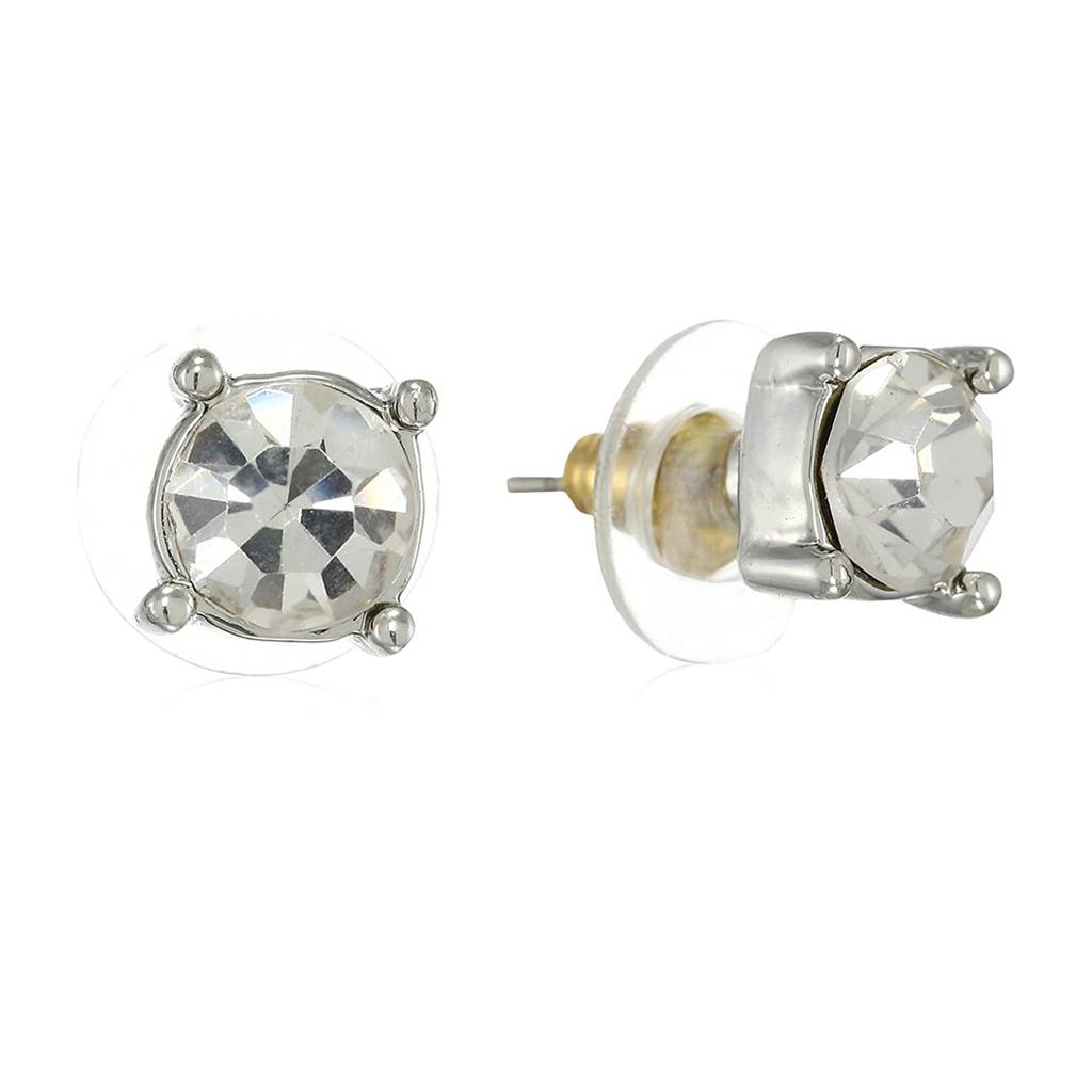 Estele Rhodium Plated Solitaire Stud Earrings For Women : 9666-ERER
