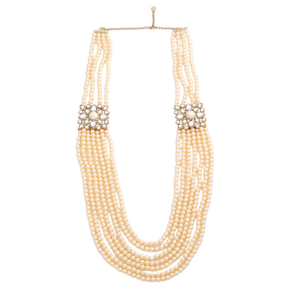 Estele Gold Plated Royal 7 String Pearl Necklace For Women : 9745-IG-NKNK