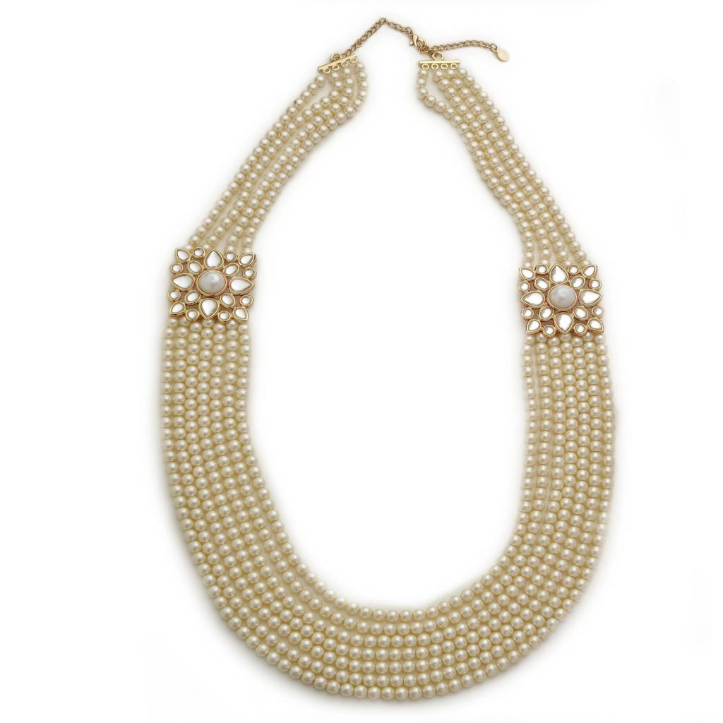 Estele Gold Plated Royal 7 String Pearl Necklace For Women : 9745-IG-NKNK