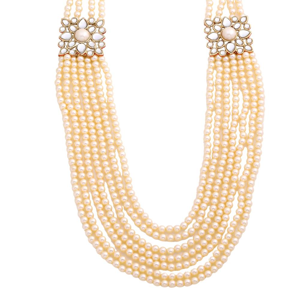 Estele Gold Plated Royal 7 String Pearl Necklace For Women : 9745-IG-NKNK