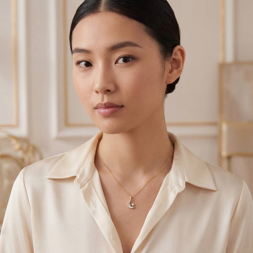 Eternz Certified Jewellery - You Jewelry Korean Ethereal Baguette Moon & North Star Necklace