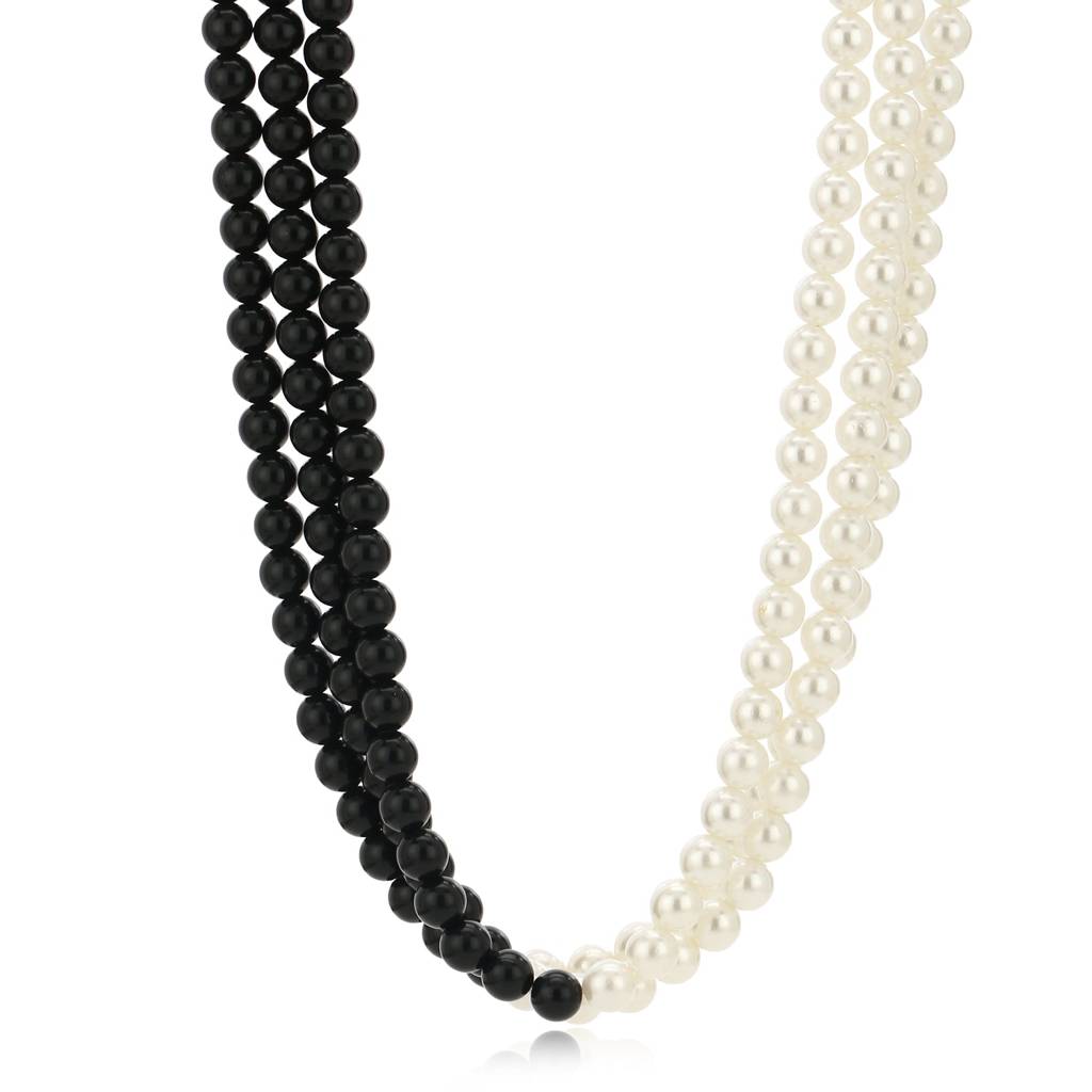 Estele Gold Plated Black And White Flux Pearl Necklace For Girls & Women : 9792-IG-NKNK