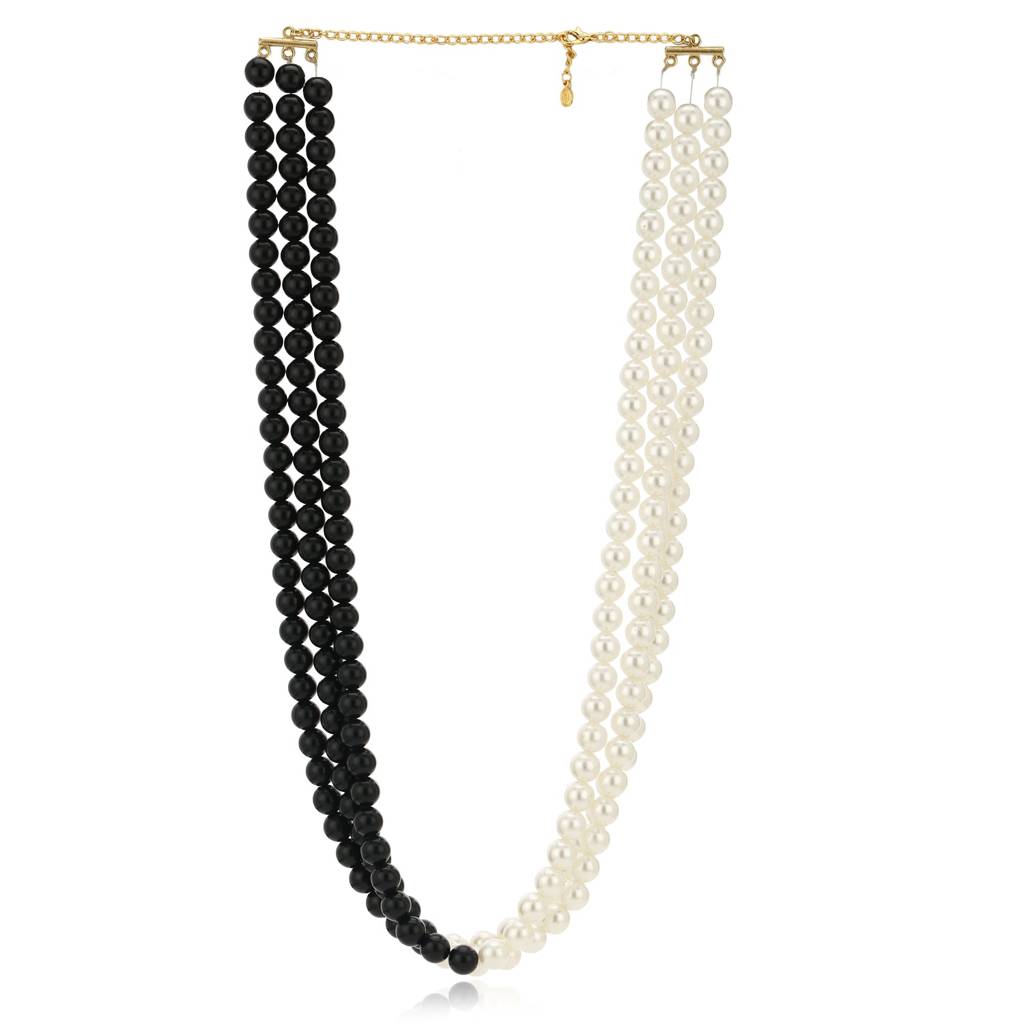 Estele Gold Plated Black And White Flux Pearl Necklace For Girls & Women : 9792-IG-NKNK
