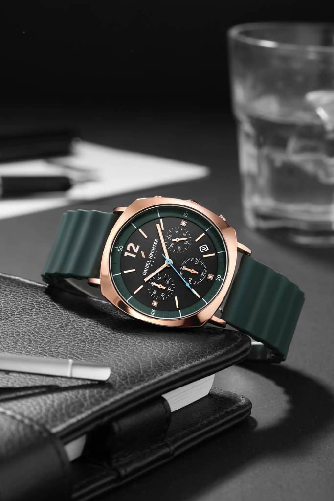 Daniel Hechter Paris Cluny Collection Multifunction Watch For Men With Round Dial, Date Display And Wavy Pattern  : DHM1019-03