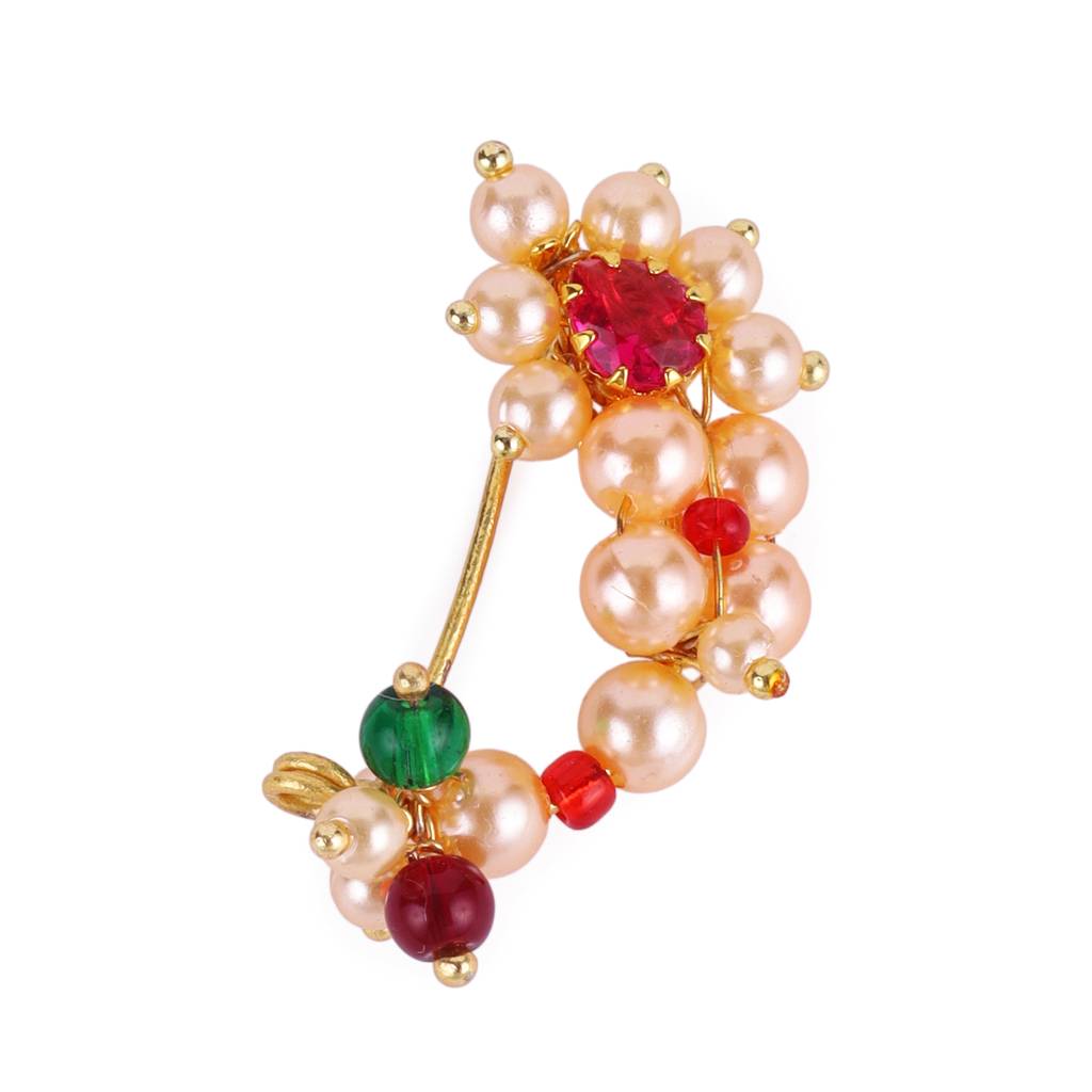 Traditional Appealing Oval Shape Gold Plated Combo Set Of 2 Maharashtrian Nosepin / Nath Without  : 98NT-O30Gold-9_98NT-O32-10