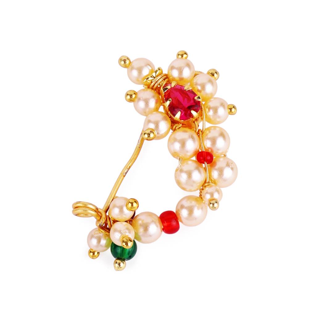 Traditional Appealing Oval Shape Gold Plated Combo Set Of 2 Maharashtrian Nosepin / Nath Without  : 98NT-O30Gold-9_98NT-O32-10