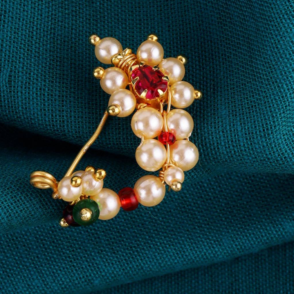 Traditional Appealing Oval Shape Gold Plated Combo Set Of 2 Maharashtrian Nosepin / Nath Without  : 98NT-O30Gold-9_98NT-O32-10