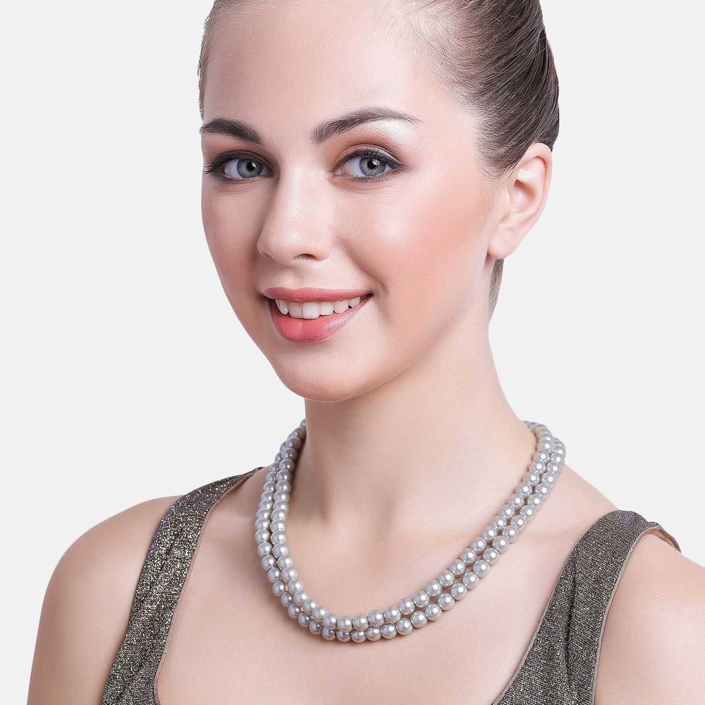 Estele Gold Plated Eye Catching Pearl Necklace For Women : 9967-IG-NKNK