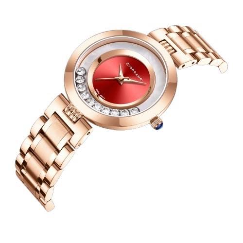 Giordano Dancing Diamonds Collection Analogue Watch For Women With Elegant Stainless Steel Strap And 3 Hand Mech : GZ-60083-33
