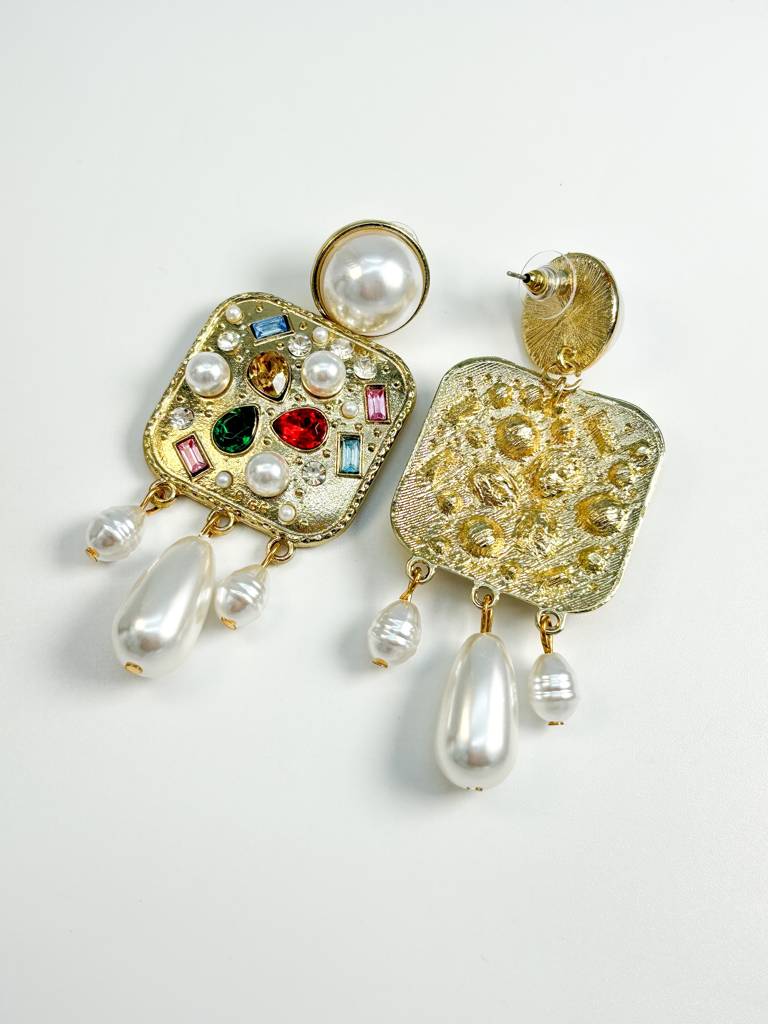 Chic Gemstone Treasure Drop Earrings : E0040