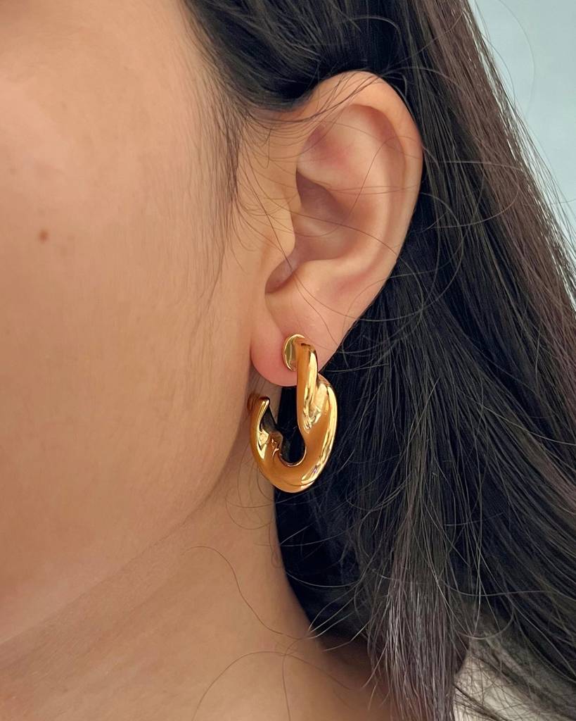 18K Gold Plated Twisted Hoop Earrings, Blair : E56