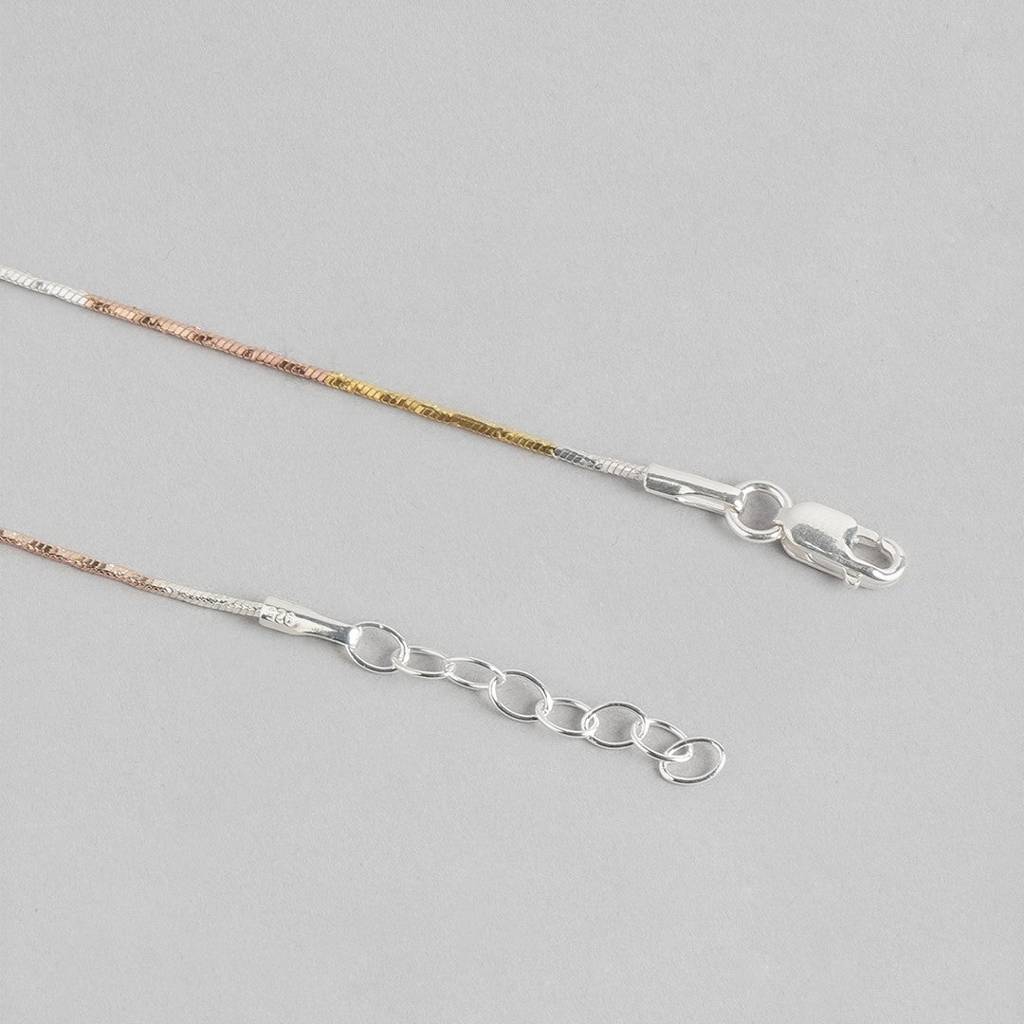 Sleek & Modern Triple Tone 925 Sterling Silver Anklet : ANK-60166-PAIR