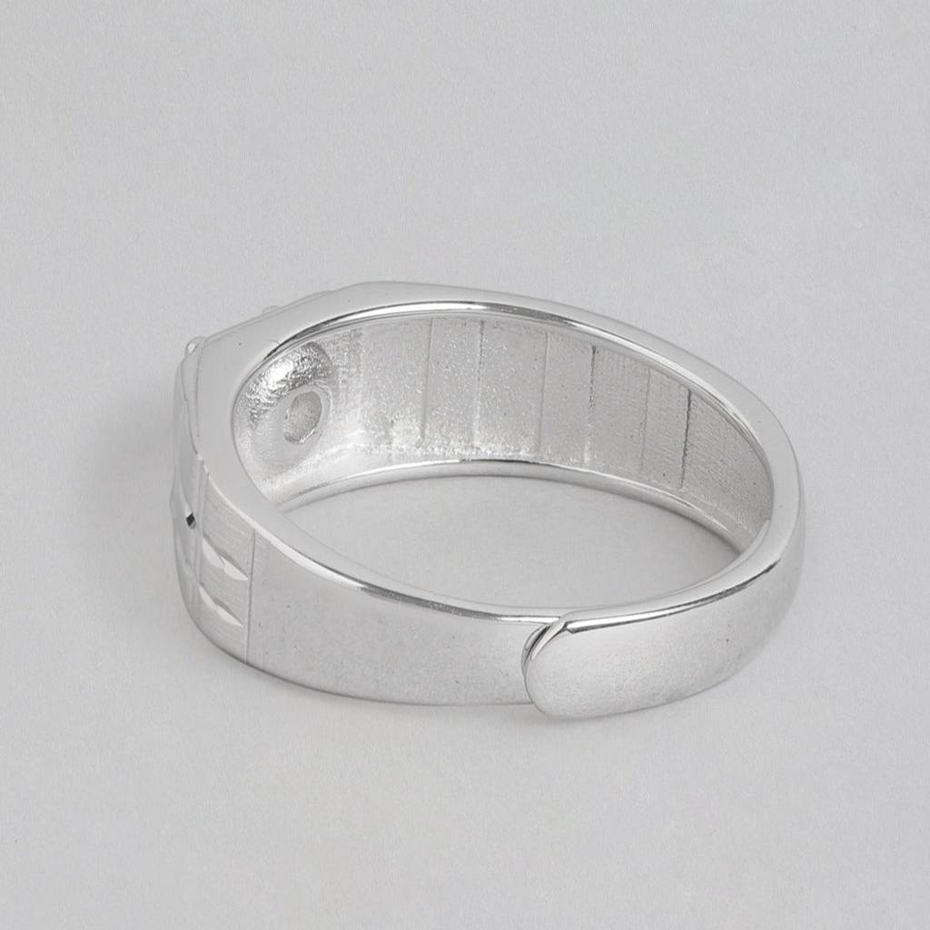Solitaire 925 Sterling Silver Cz Ring For Him (Adjustable) : RNG-40074